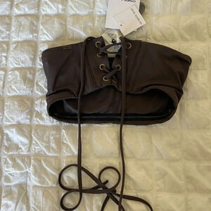 O’Neill X Salt water brown laced up strapless swim suit top